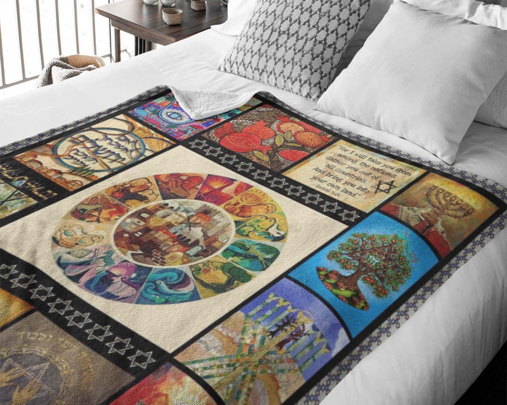 Jewish Culture Blanket, Hanukkah Blanket, Chanukah Blanket, Jews Blanket, Star Of David Blanket, Judaism Blanket, Menorah Blanket, Xmas Gift