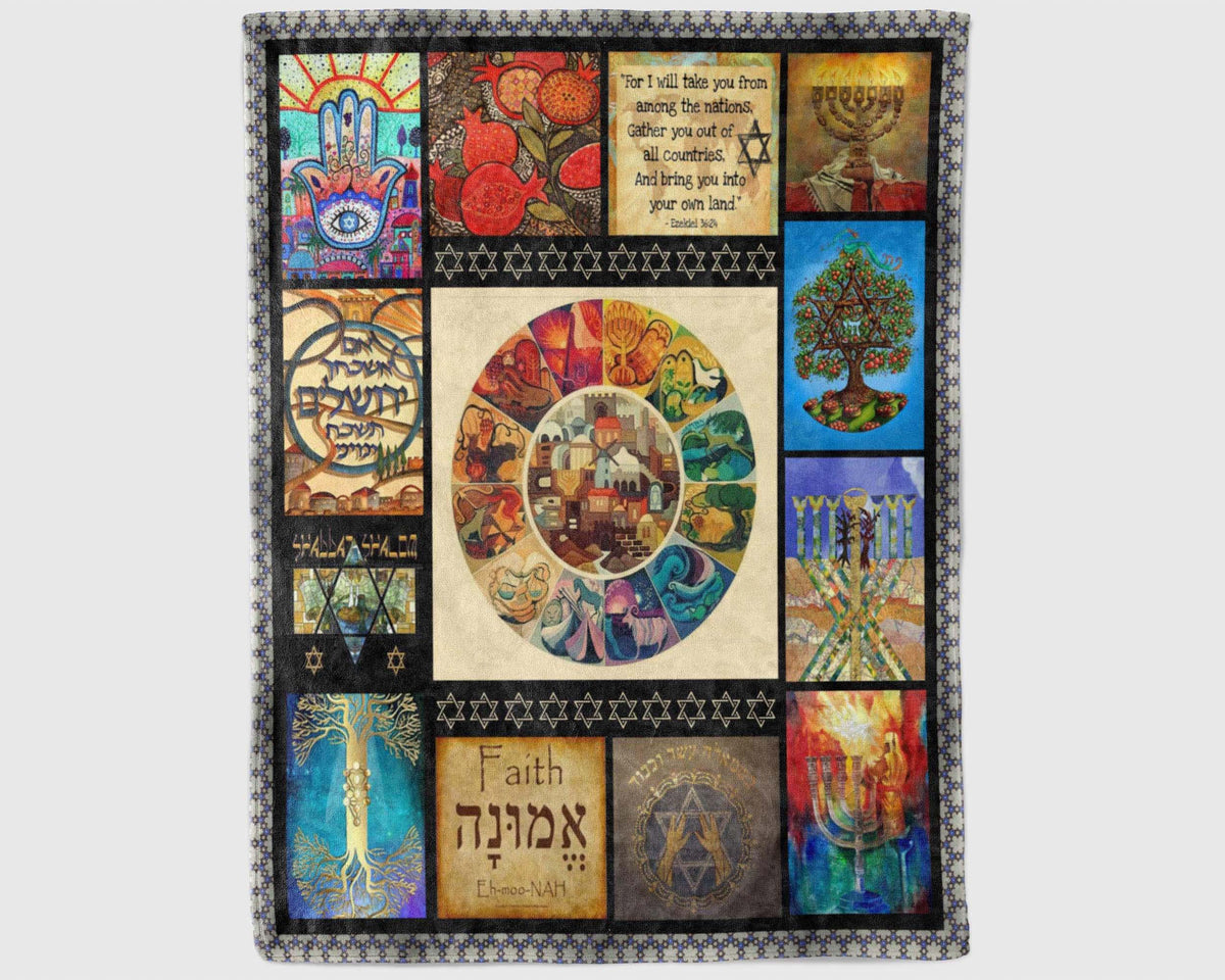 Jewish Culture Blanket, Hanukkah Blanket, Chanukah Blanket, Jews Blanket, Star Of David Blanket, Judaism Blanket, Menorah Blanket, Xmas Gift
