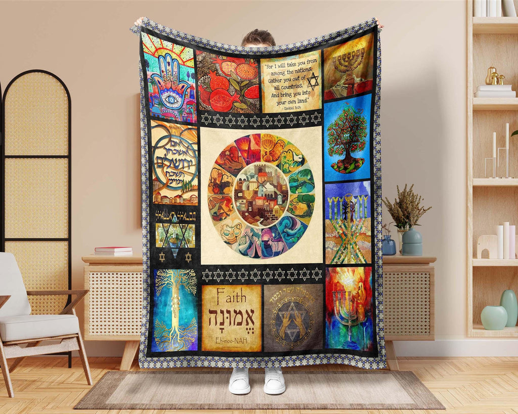 Jewish Culture Blanket, Hanukkah Blanket, Chanukah Blanket, Jews Blanket, Star Of David Blanket, Judaism Blanket, Menorah Blanket, Xmas Gift