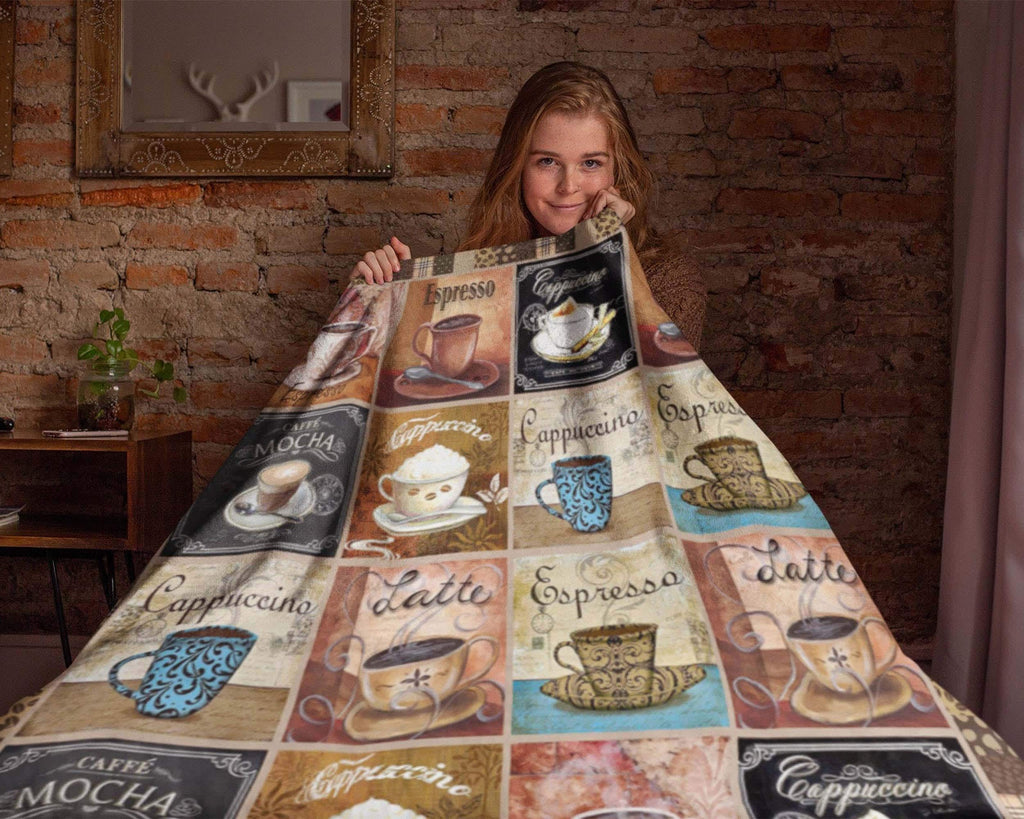 Coffee Fleece Sherpa Blanket, Coffee Lover Blanket, Coffeeaholic Blanket, Drink Blanket, Coffee Obsessed Blanket, Caffeine Blanket, Dad Gift