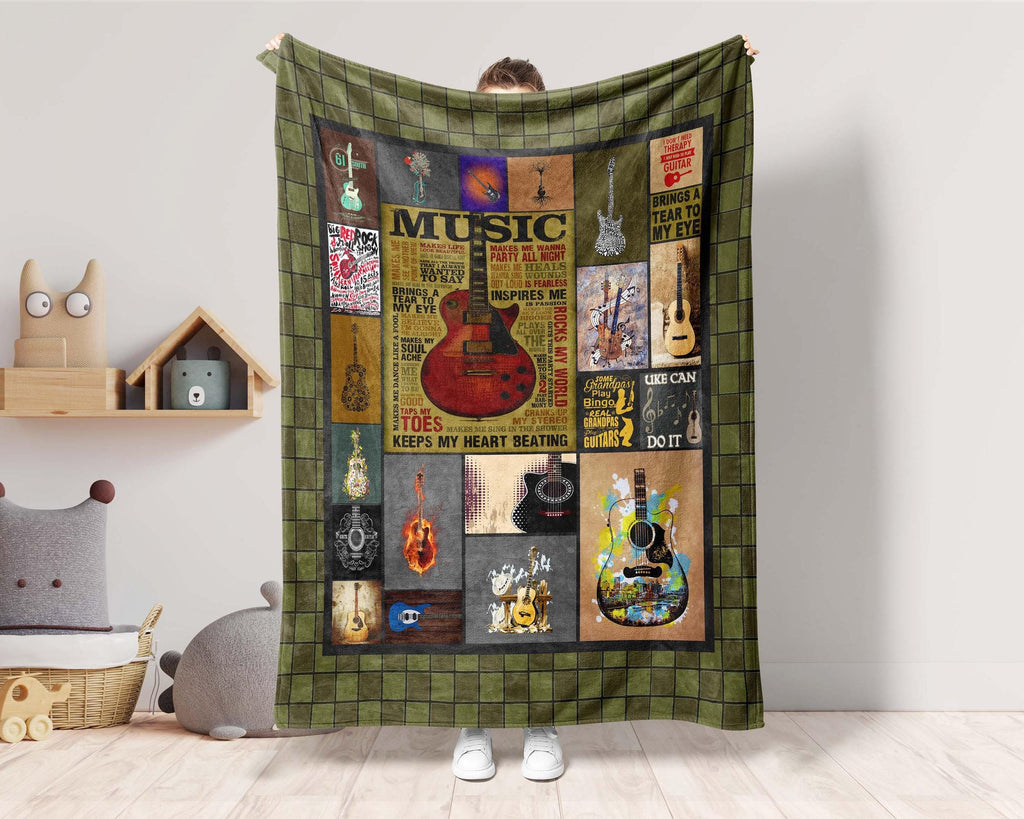 Guitar Music Quote Blanket, Guitarist Blanket, Musician Blanket, Guitar Player Gift, Guitar Lover Gift, Music Instrument Christmas Blanket