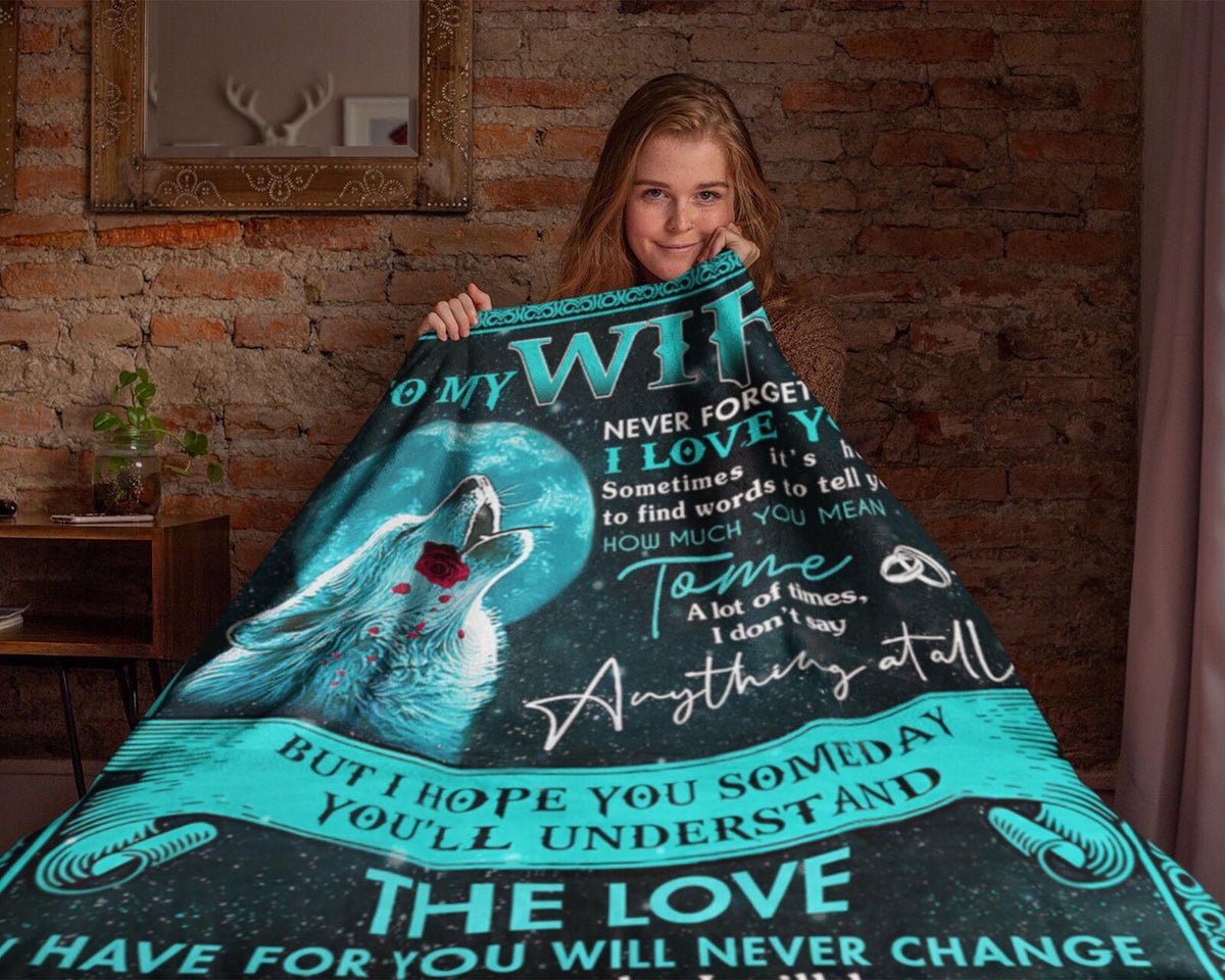 To My Wife Wolf Blanket, Love Letter Blanket, Letter To Wife Blanket, Wife Husband Blanket, Family Blanket, Wife Husband Gift, Birthday Gift