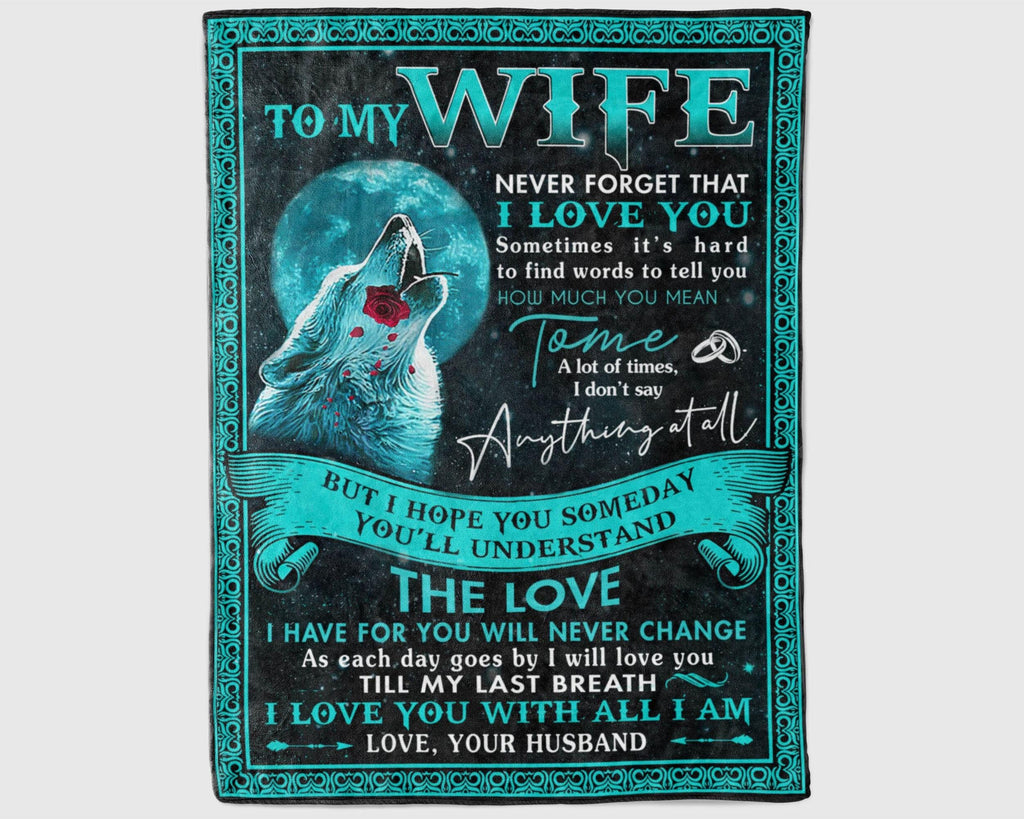 To My Wife Wolf Blanket, Love Letter Blanket, Letter To Wife Blanket, Wife Husband Blanket, Family Blanket, Wife Husband Gift, Birthday Gift