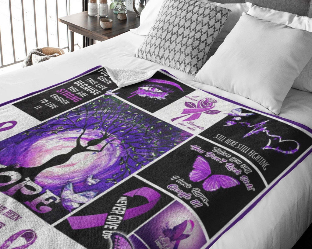 Lupus Awareness Blanket, Lupus Fighter Blanket, Purple Ribbon Blanket, Lupus Warrior Blanket, Lupus Support Blanket, Cancer Warrior Blanket