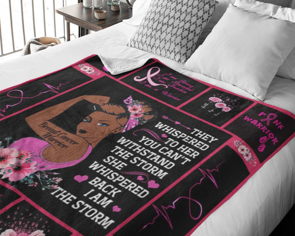 Black Breast Cancer Warrior Blanket, Breast Cancer Awareness Blanket, Cancer Fighter Blanket, Pink Ribbon Blanket, Cancer Support Blanket