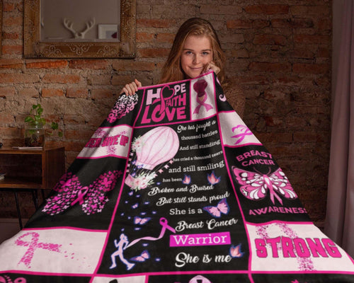 Breast Cancer Awareness Blanket, Breast Cancer Warrior Blanket, Breast Cancer Support Blanket, Pink Ribbon Blanket, Cancer Fighter Blanket