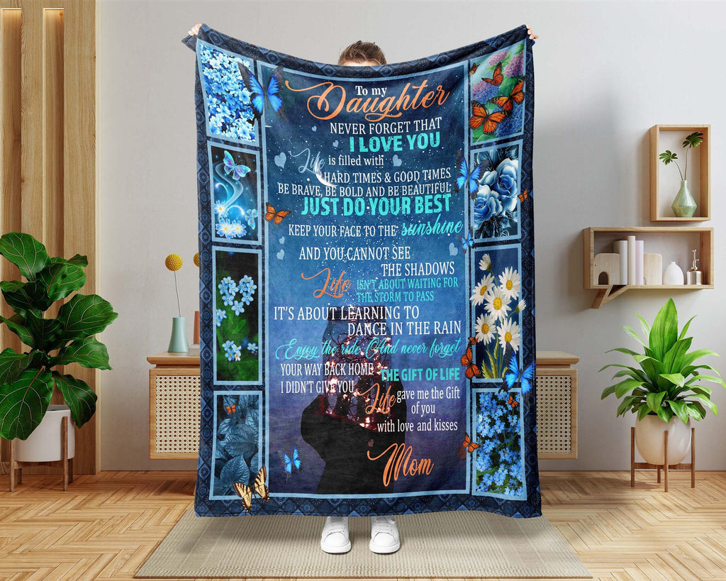 To My Daughter Blanket From Mom, Butterfly Daughter Blanket, Daughter Mom Blanket, Letter To Daughter Blanket, Daughter Birthday Gift