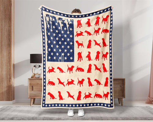 Beagle Flag Blanket, Beagle Mom Blanket, Patriotic Dog Mom Blanket, 4th July Blanket, Dog Lover Blanket, Beagle Owner Blanket, Dog Love Gift