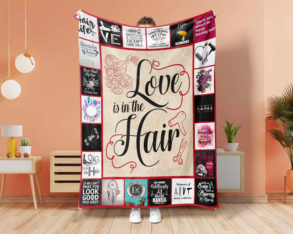 Love Hair Blanket, Hair Stylist Blanket, Hairdresser Blanket, Hair Life Blanket, Hair Hustler Blanket, Beautician Blanket, Hair Stylist Gift