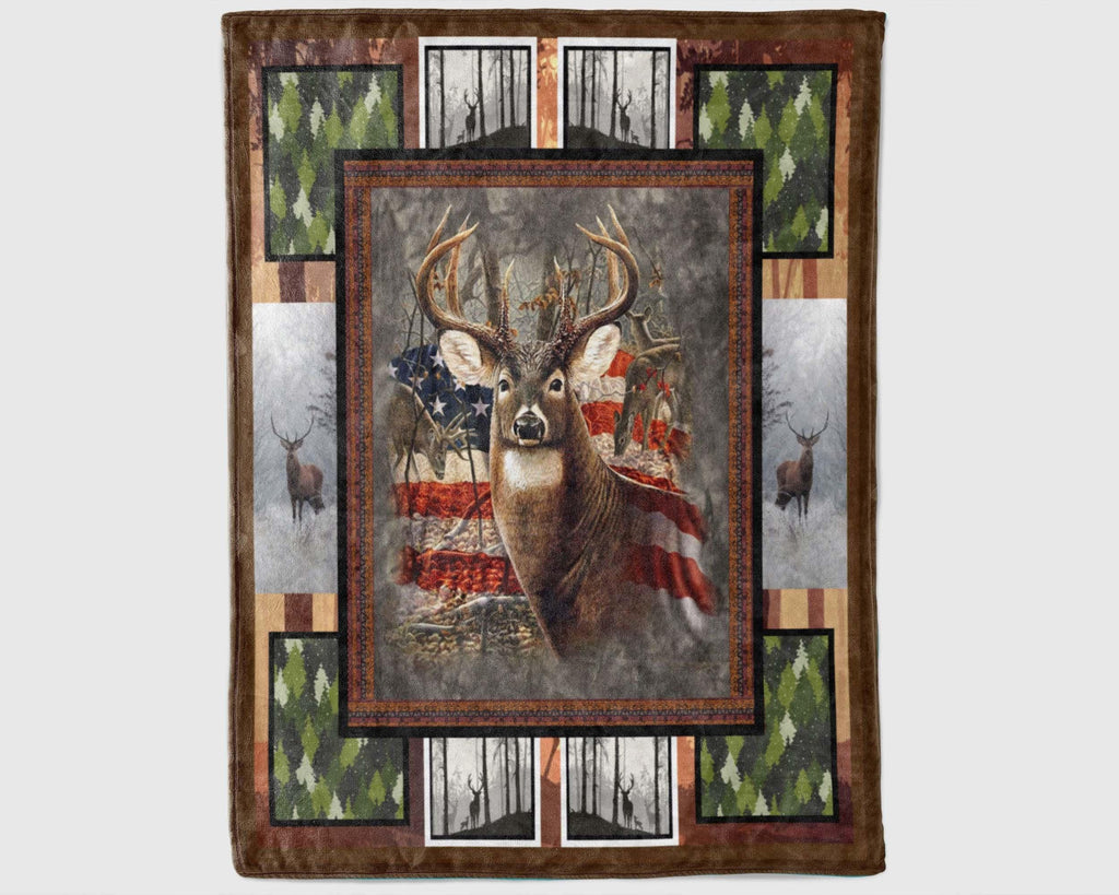 Vintage Deer Flag Blanket, Hunting Dad Blanket, Deer Hunter Blanket, Deer Hunting Gift, Deer Hunter Dad Blanket, Deer Hunt Blanket, Dad Gift