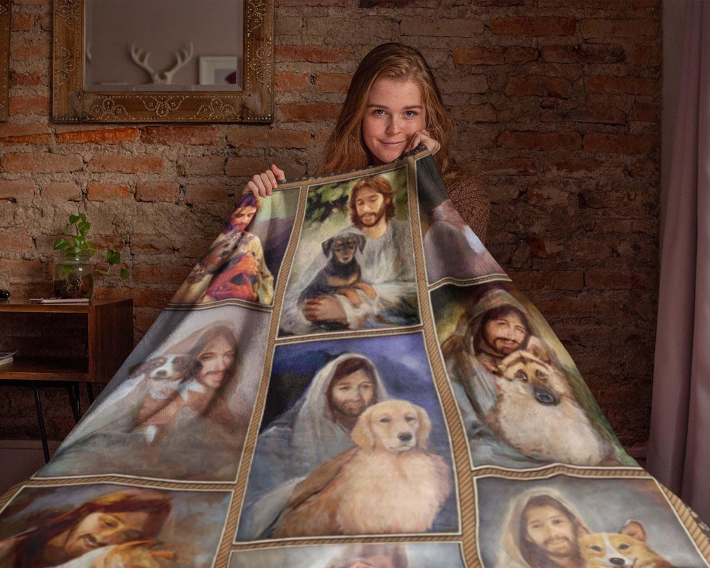 Dog Breeds God Blanket, Dog Lover Blanket, Jesus Blanket, Dog Mom Blanket, Christian Blanket, Dog Owner Blanket, Dog Lover Gift