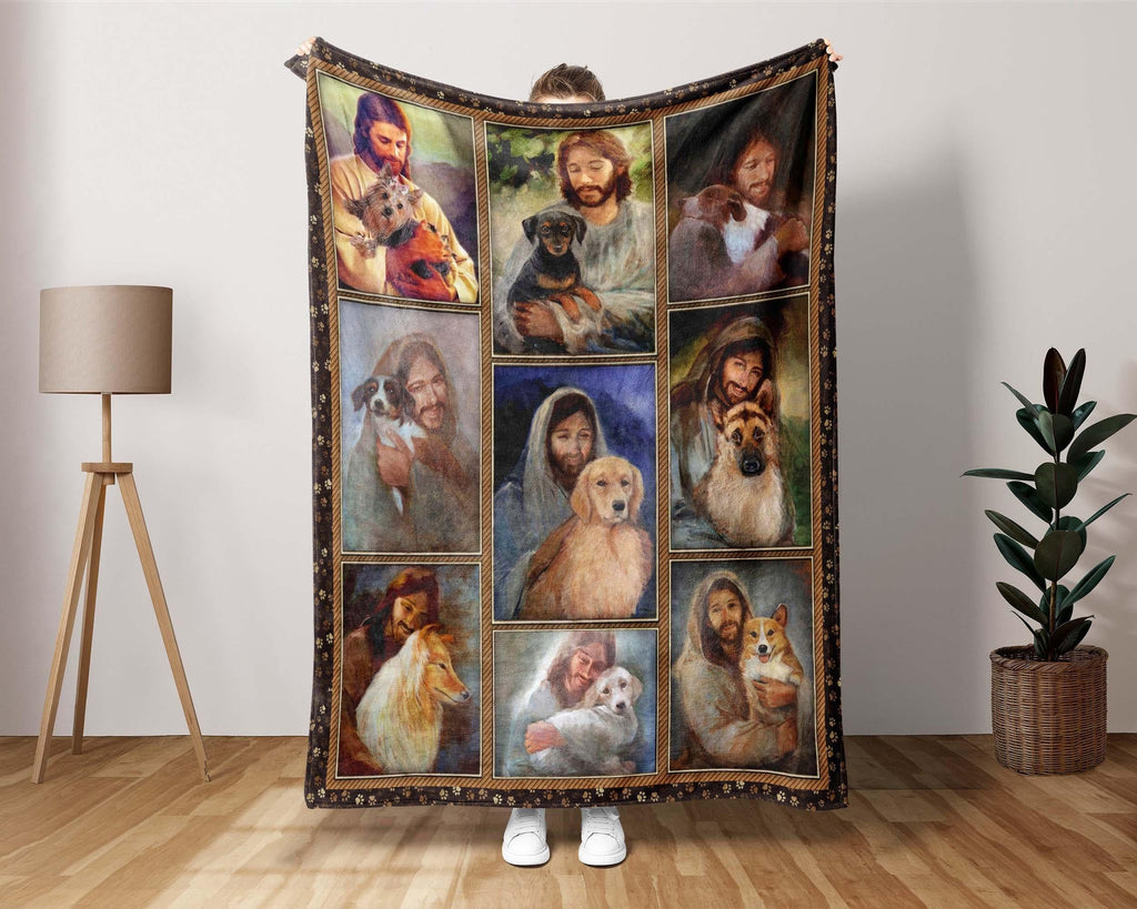Dog Breeds God Blanket, Dog Lover Blanket, Jesus Blanket, Dog Mom Blanket, Christian Blanket, Dog Owner Blanket, Dog Lover Gift