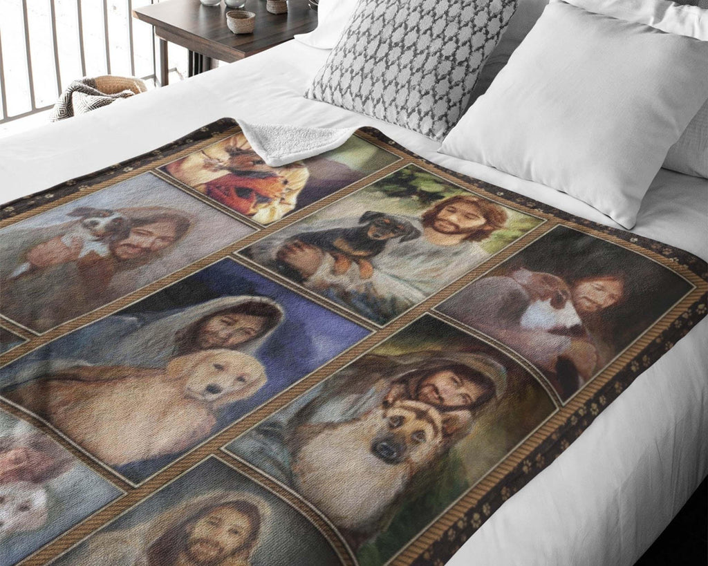 Dog Breeds God Blanket, Dog Lover Blanket, Jesus Blanket, Dog Mom Blanket, Christian Blanket, Dog Owner Blanket, Dog Lover Gift