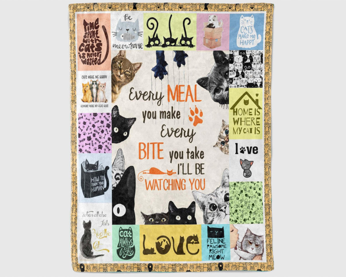 Funny Cat Blanket, Cute Cat Blanket, Cat Mom Blanket, Love Cat Blanket, Cat Fleece Sherpa Blanket, Cat Lover Blanket, Cat Owner Blanket