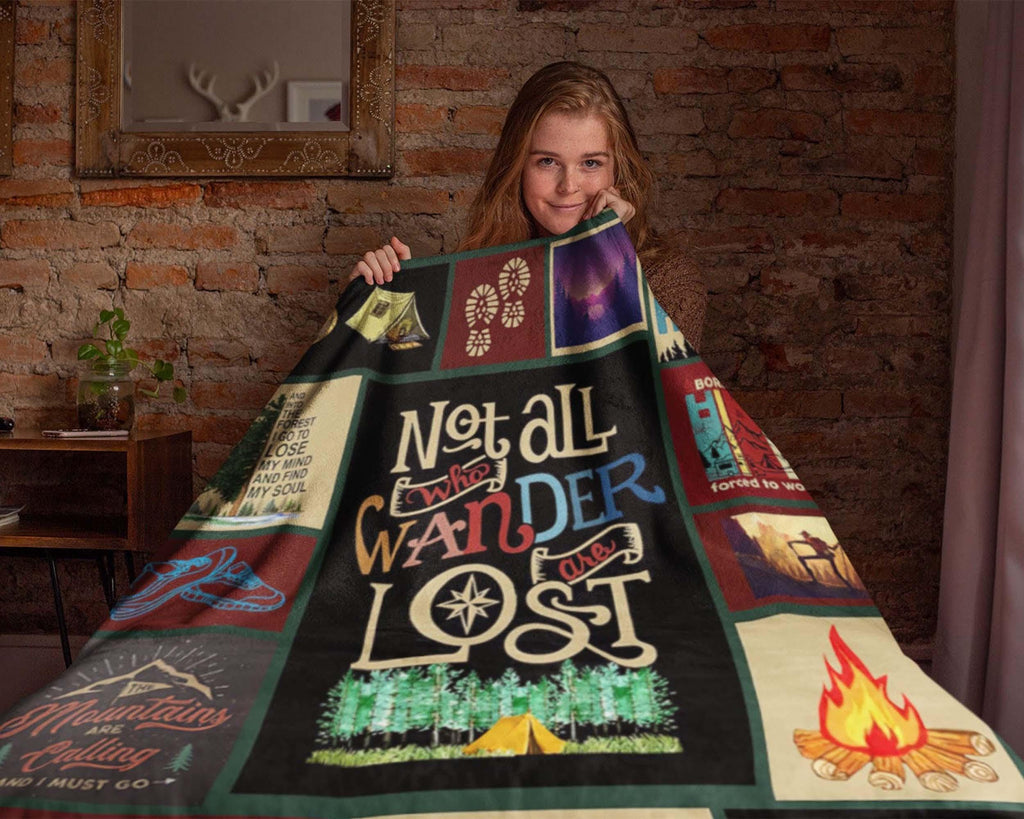Not All Who Wander Are Lost Blanket, Hiking Blanket, Hiker Blanket, Wanderlust Blanket, Travel Blanket, Camper Blanket, Mountain Blanket