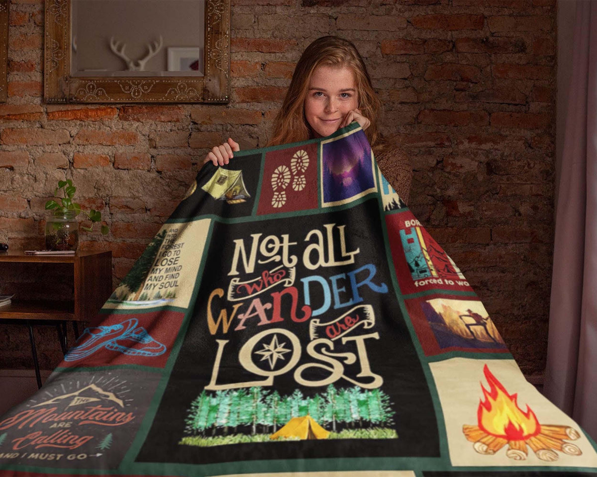 Not All Who Wander Are Lost Blanket, Hiking Blanket, Hiker Blanket, Wanderlust Blanket, Travel Blanket, Camper Blanket, Mountain Blanket