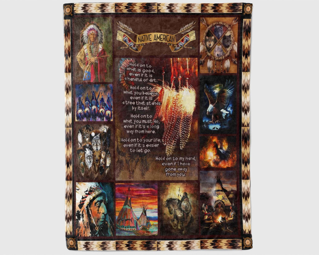 Hold On To What Is Good Native American Blanket, American Indian Blanket, Western Blanket, Grandma Blanket, Grandpa Blanket, Dad Blanket