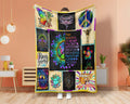 Sunflower Hippie Girl Blanket, Hippie Fleece Sherpa Blanket, Hippie Blanket, Peace Love Hippie Blanket, Gypsy Girl Blanket, Daughter Blanket
