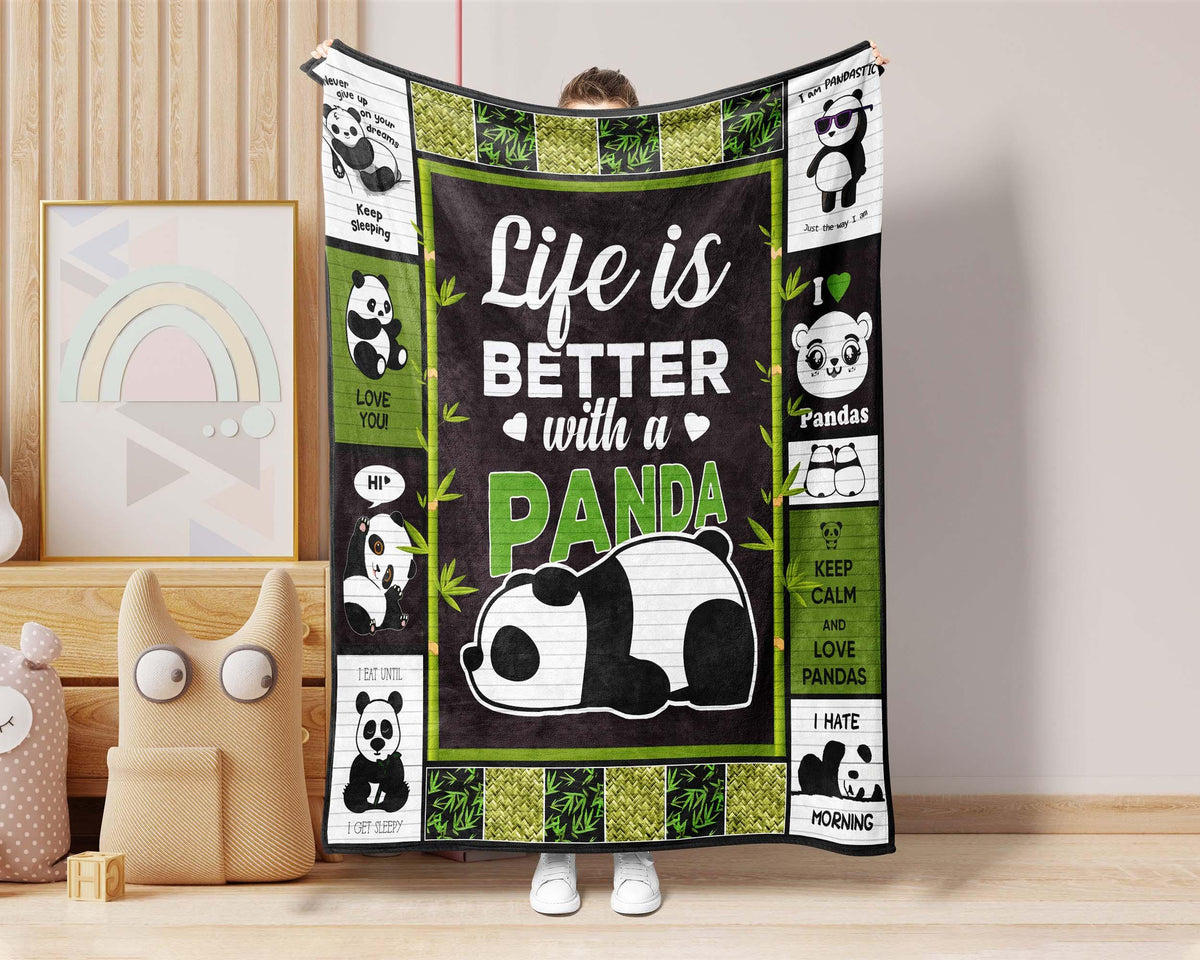 Life Is Better With A Panda Blanket, Cute Panda Fleece Sherpa Blanket, Panda Lover Blanket, Pandastic Blanket, Baby Girl Christmas Blanket