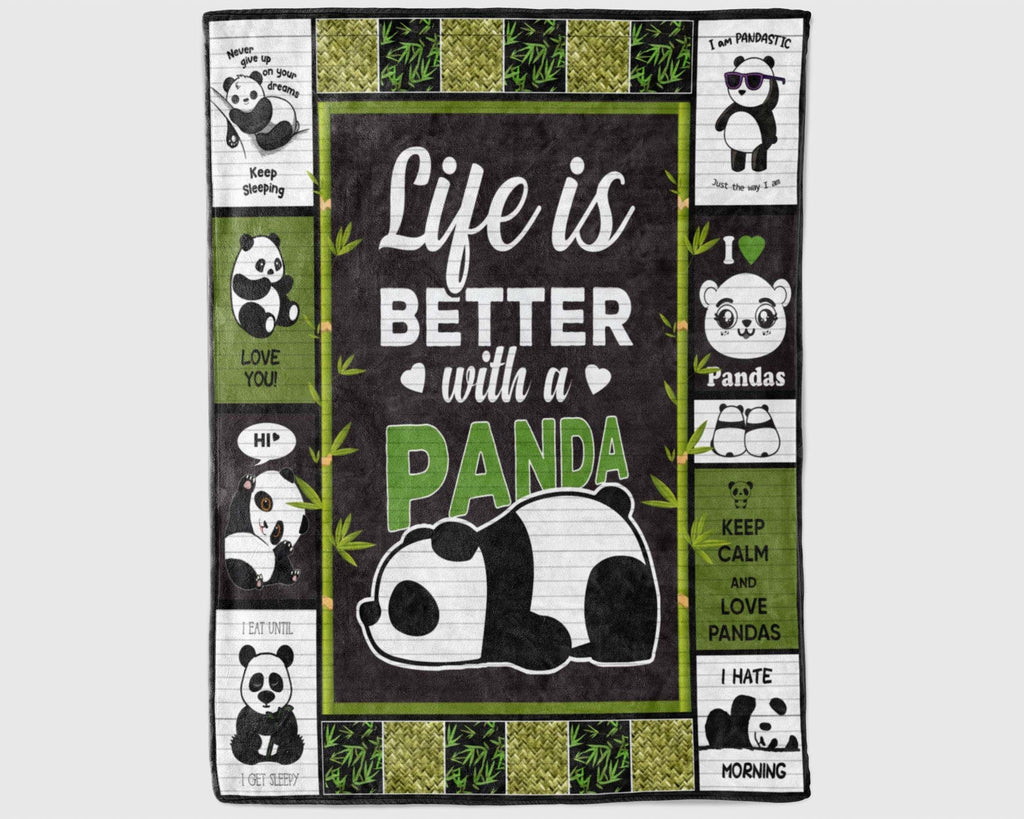 Life Is Better With A Panda Blanket, Cute Panda Fleece Sherpa Blanket, Panda Lover Blanket, Pandastic Blanket, Baby Girl Christmas Blanket
