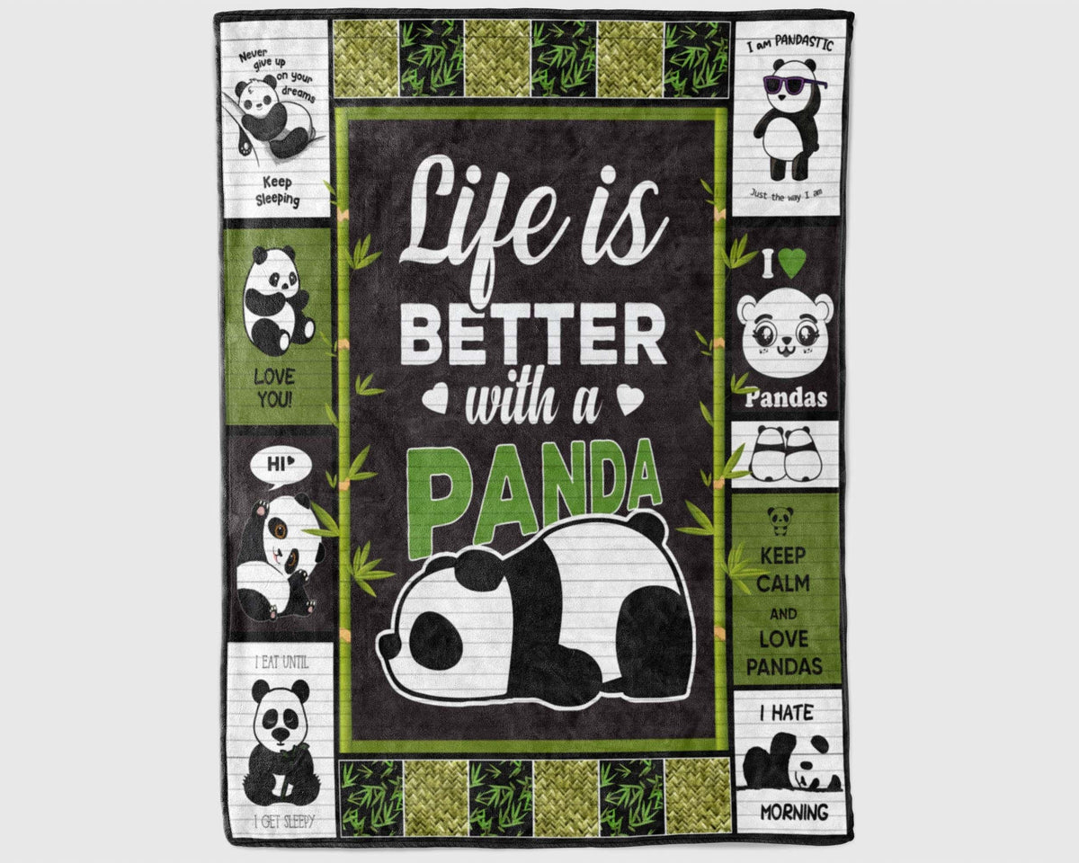 Life Is Better With A Panda Blanket, Cute Panda Fleece Sherpa Blanket, Panda Lover Blanket, Pandastic Blanket, Baby Girl Christmas Blanket
