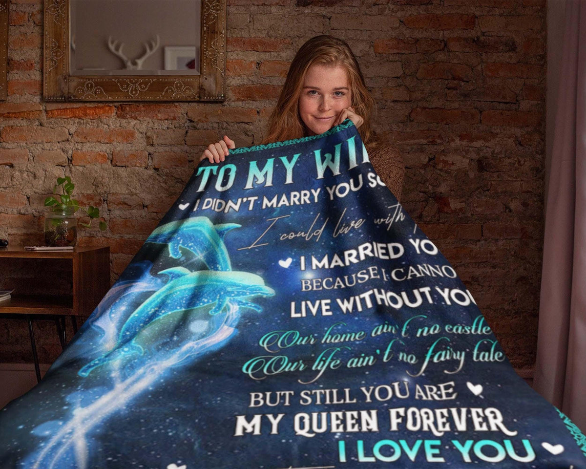 To My Wife Blanket, Couple Dolphin Blanket, Letter To Wife Blanket, Love Letter Blanket, Wife Blanket From Husband, Wife Birthday Gifts