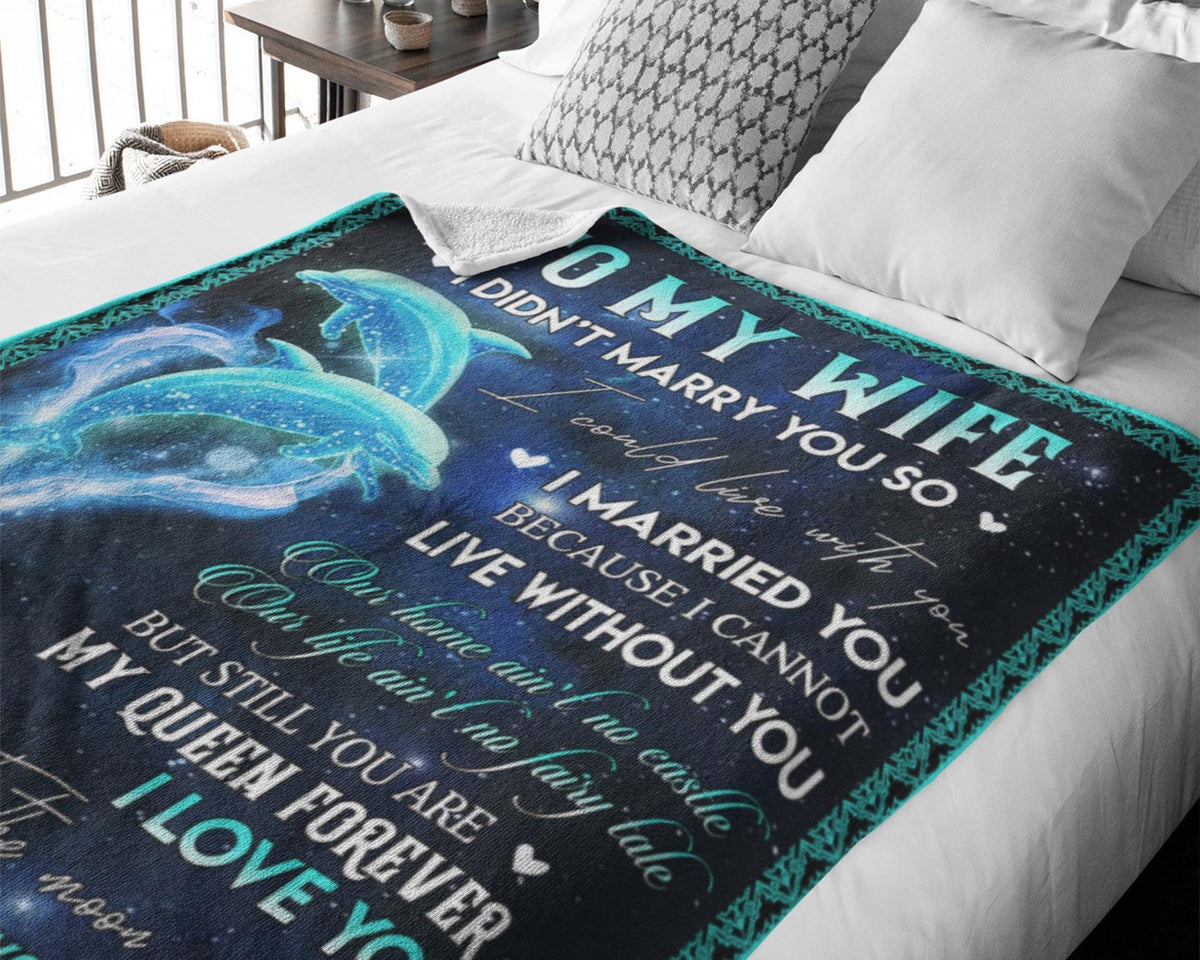 To My Wife Blanket, Couple Dolphin Blanket, Letter To Wife Blanket, Love Letter Blanket, Wife Blanket From Husband, Wife Birthday Gifts
