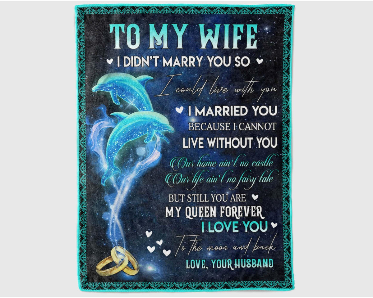 To My Wife Blanket, Couple Dolphin Blanket, Letter To Wife Blanket, Love Letter Blanket, Wife Blanket From Husband, Wife Birthday Gifts