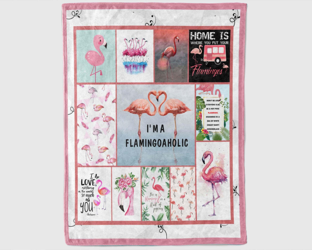 Pink Flamingo Blanket, Flamingoaholic Blanket, Flamingo Fleece Sherpa Blanket, Flamingo Lover Blanket, Cute Flamingo Blanket, Christmas Gift