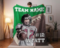 Custom American Football Blanket with Name & Number, Football Photo Throw, Sports Fan Gift, Football Player Blanket, Football Coach Gift