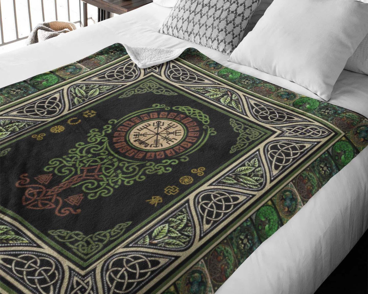 Tree Of Life Blanket, Green Celtic Blanket, Viking Blanket, Scottish Blanket, Irish Blanket, Shamrock Blanket, Scandinavian Blanket