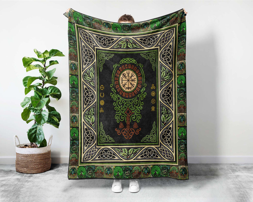 Tree Of Life Blanket, Green Celtic Blanket, Viking Blanket, Scottish Blanket, Irish Blanket, Shamrock Blanket, Scandinavian Blanket