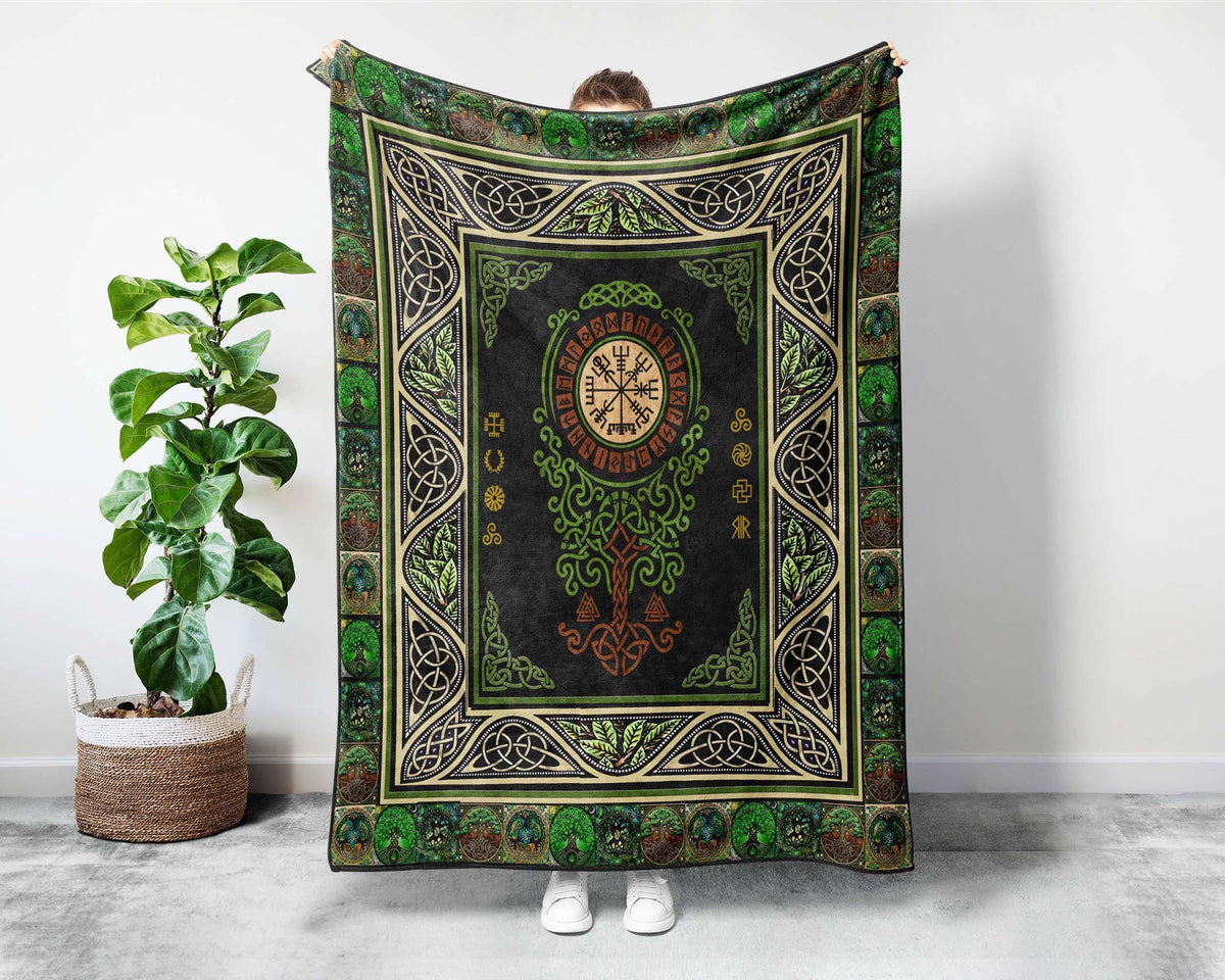Tree Of Life Blanket, Green Celtic Blanket, Viking Blanket, Scottish Blanket, Irish Blanket, Shamrock Blanket, Scandinavian Blanket