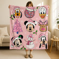 Mickey and Friends Christmas Pink Blanket,Disney Baby Adult Gift, Birthday Gift,Mickey's Very Merry Christmas Party Gift,DisneyXmas Blanket
