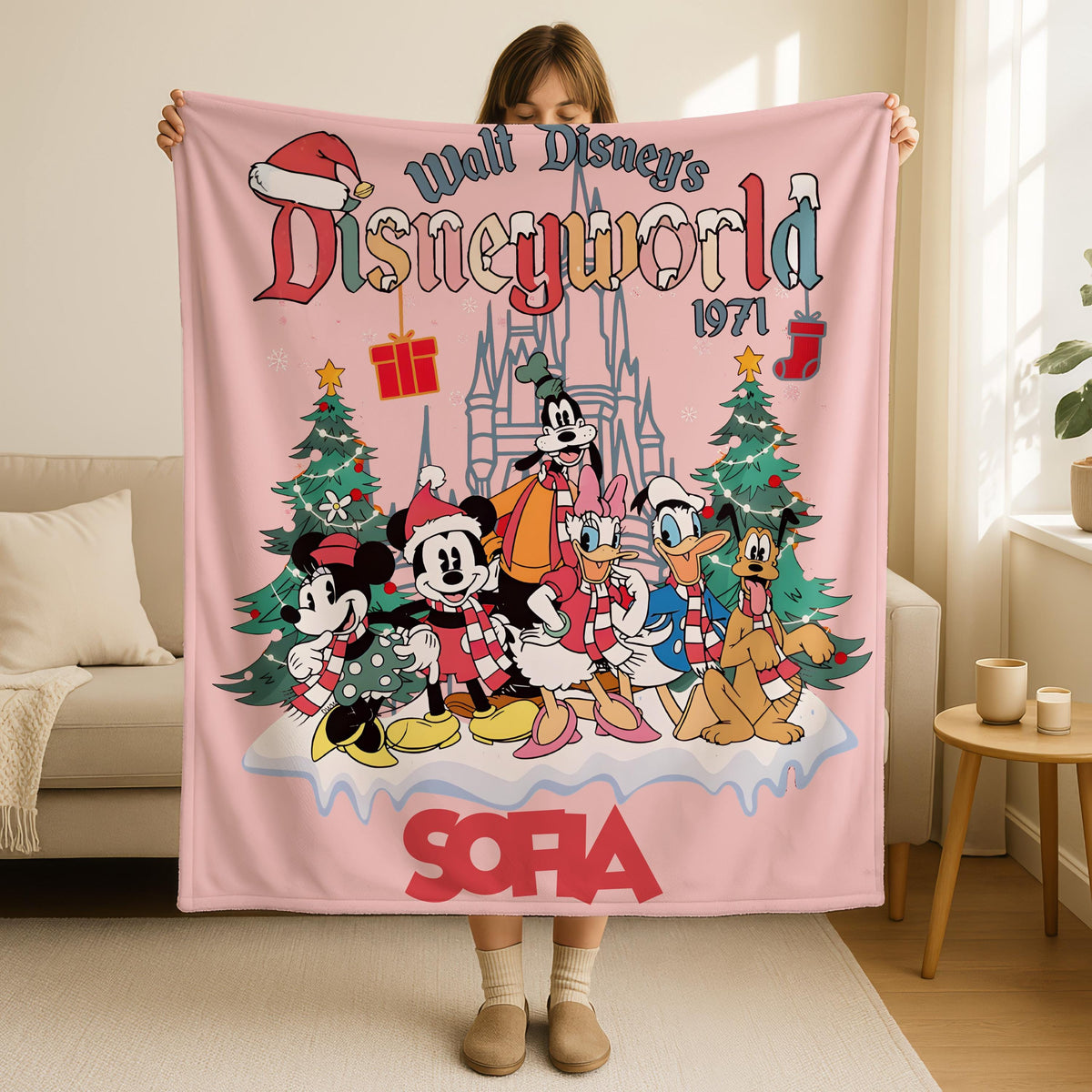 Disney Christmas Blanket - Personalized Mickey and Friends Throw