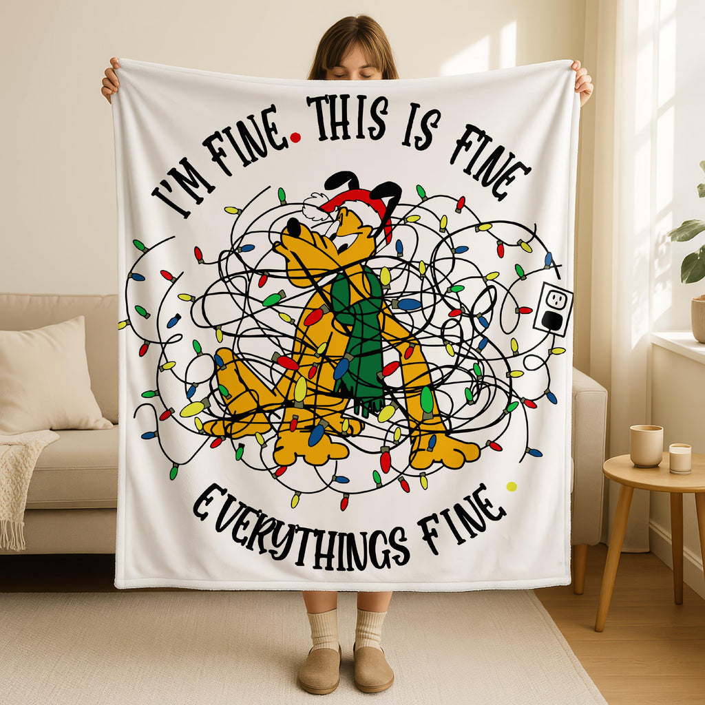 Christmas Pluto Dog Blanket, Disney Blanket, Christmas Blanket, Baby Gift, Disney Pluto Dog Throw Blanket, Pluto Christmas Lights Blanket