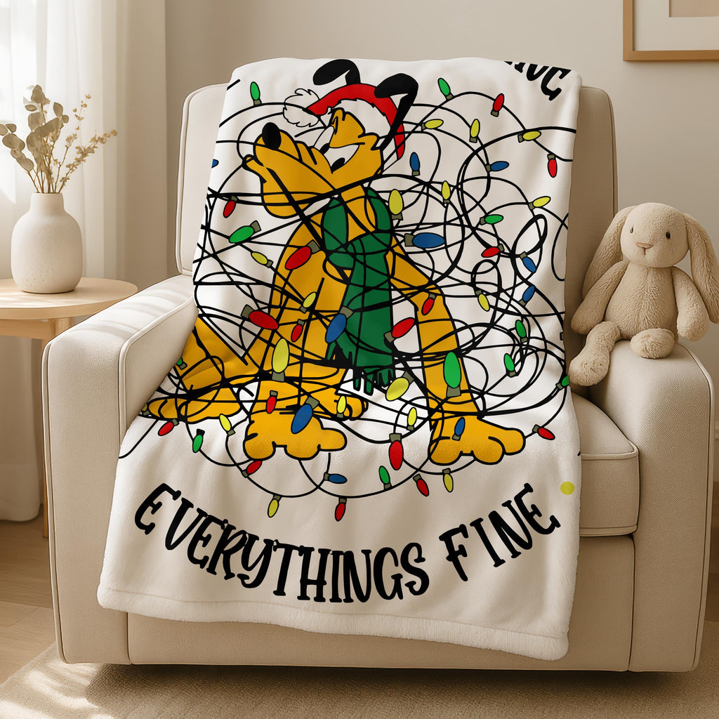 Christmas Pluto Dog Blanket, Disney Blanket, Christmas Blanket, Baby Gift, Disney Pluto Dog Throw Blanket, Pluto Christmas Lights Blanket
