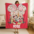 Custom Disney Coquette Watercolor Blanket, Mickey Minnie Xmas Blanket, Magic Kingdom Blanket, Disney Birthday Girl Blanket Gift for Her