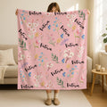 Custom Wildflower Baby Blanket,Custom Baby Name Blanket,Nursery Decor,Hospital Blanket,Wildflowers Home Decor,Birthday Gifts,Mom Gifts