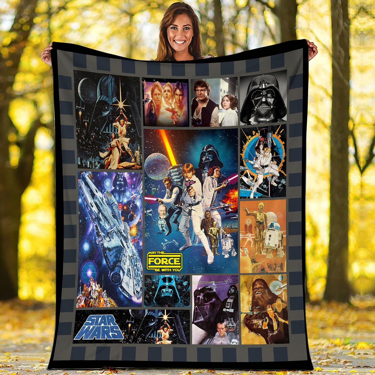 Anakin Skywalker Chewbacca Yoda Blanket Yoda Darth Vader Luke Skywalker Blanket Starwars 1977 Vintage Blanket Birthday Gift