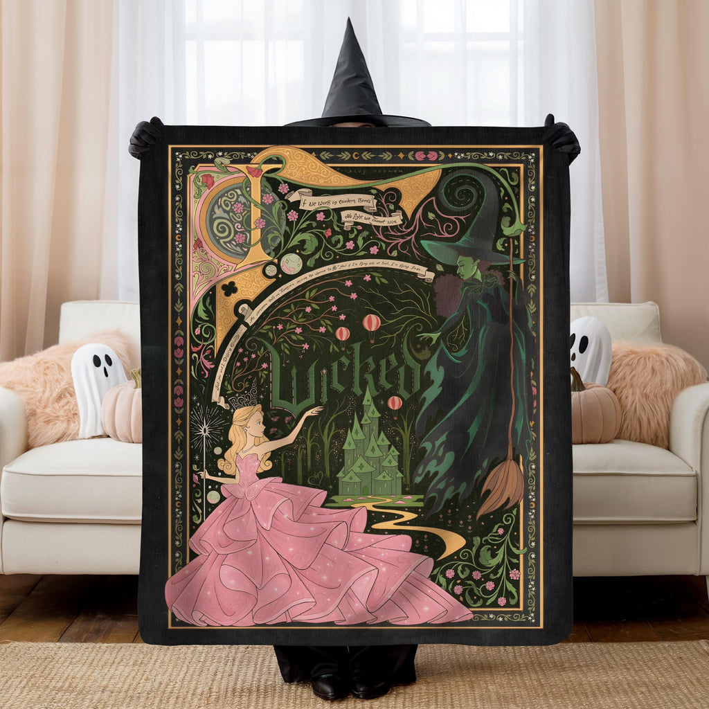 Custom Wicked Blanket, Good Witch Bad Witch Princess Throw, Personalized Wicked Blanket, Custom Name Witch Gift, Halloween Fantasy Decor