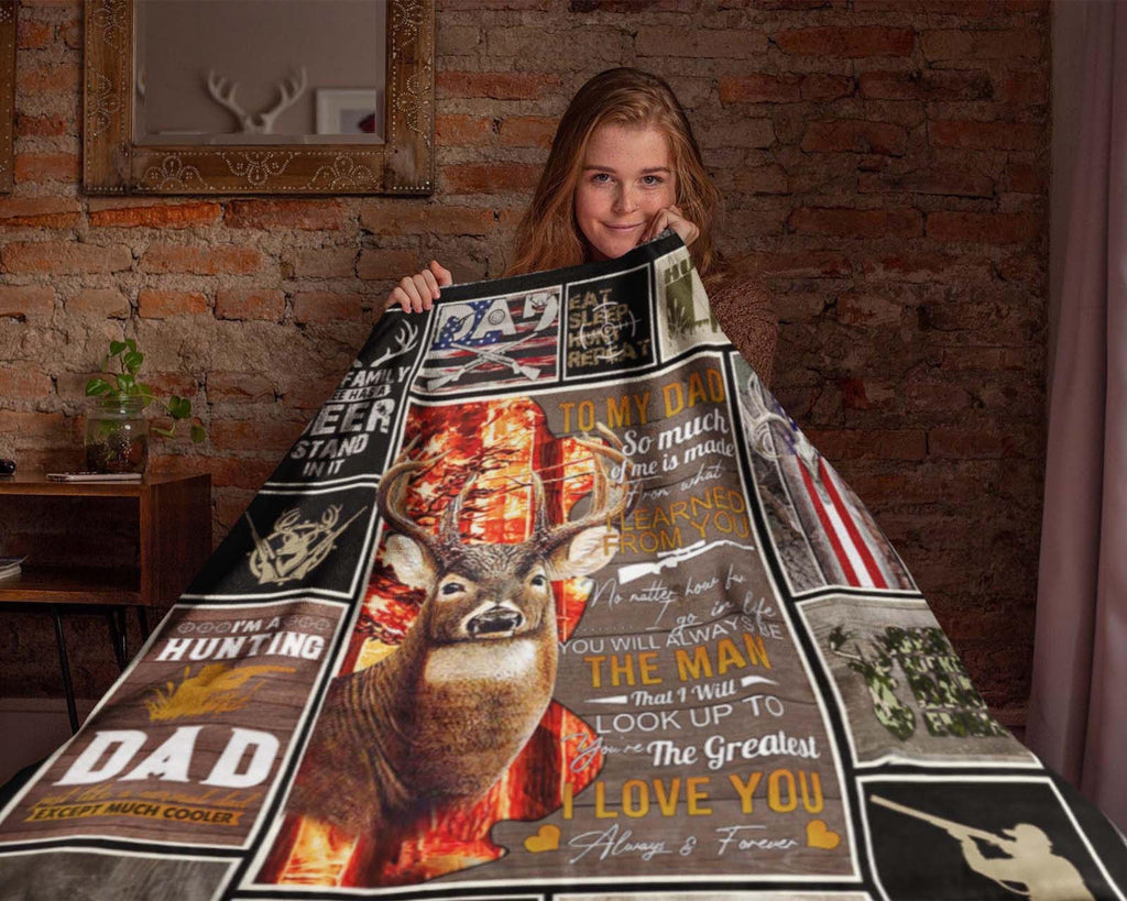 Deer Hunting Blanket, Hunting Dad Fleece Sherpa Blanket, Deer Hunter Blanket, Deer Lover Blanket, Hunting Dad Gift, Husband Blanket