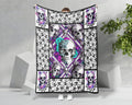 Skull Floral Blanket, Skull Fleece Sherpa Blanket, Skeleton Lover Blanket, Skull Lover Blanket, Skull Mom Blanket, Skull Gift