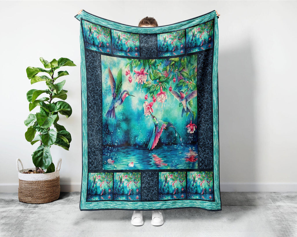 Hummingbird Fleece Sherpa Blanket, Heaven Blanket, I Am Always With You, Bird Blanket, Loss Of Loved One Blanket, Remembrance Blanket