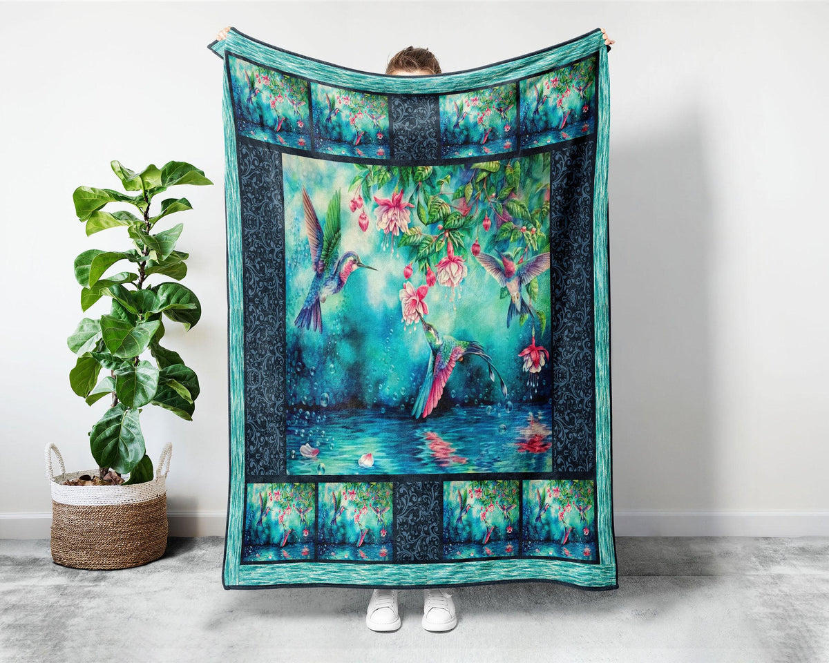 Hummingbird Fleece Sherpa Blanket, Heaven Blanket, I Am Always With You, Bird Blanket, Loss Of Loved One Blanket, Remembrance Blanket