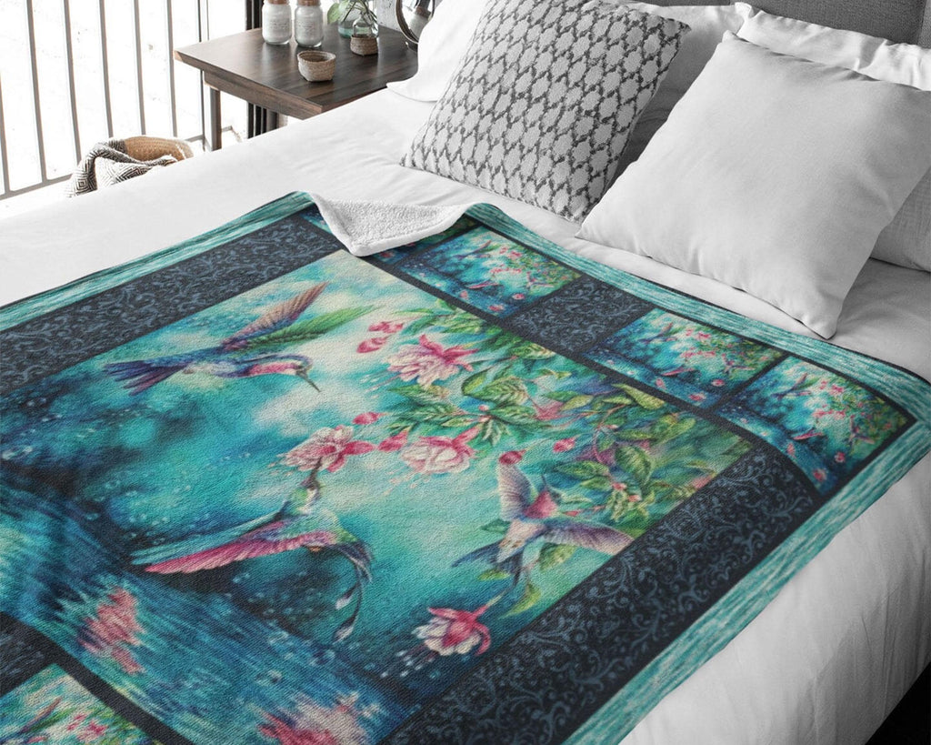 Hummingbird Fleece Sherpa Blanket, Heaven Blanket, I Am Always With You, Bird Blanket, Loss Of Loved One Blanket, Remembrance Blanket