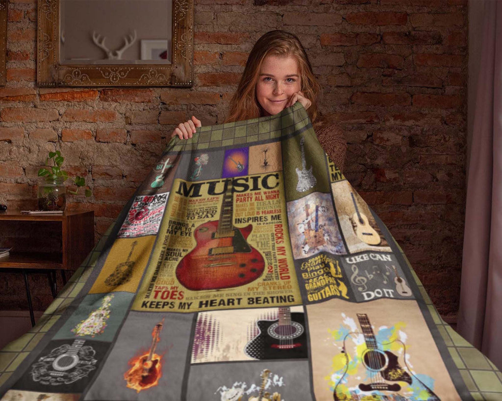 Guitar Music Quote Blanket, Guitarist Blanket, Musician Blanket, Guitar Player Gift, Guitar Lover Gift, Music Instrument Christmas Blanket