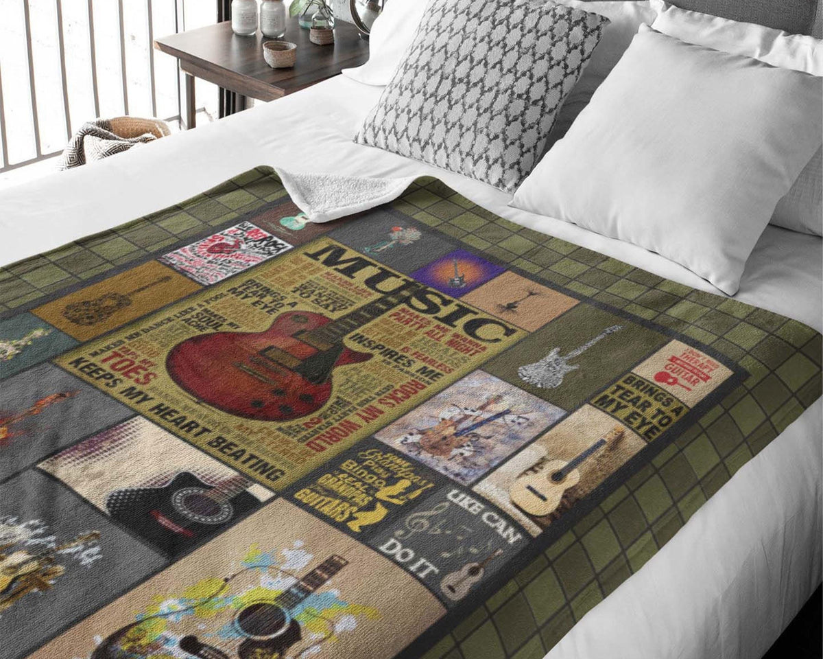 Guitar Music Quote Blanket, Guitarist Blanket, Musician Blanket, Guitar Player Gift, Guitar Lover Gift, Music Instrument Christmas Blanket
