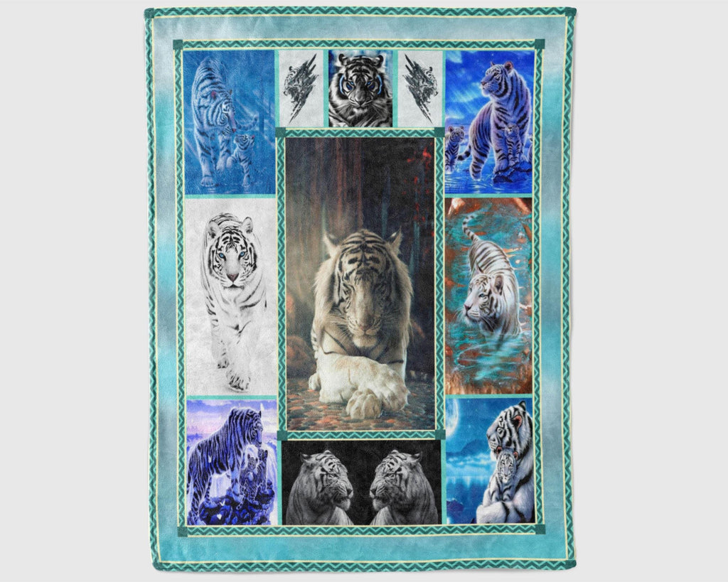 White Tiger Blanket, Tiger Lover Blanket, Tiger Fleece Sherpa Blanket, Forest Animal Blanket, Tiger Lover Gift, Husband Birthday Blanket