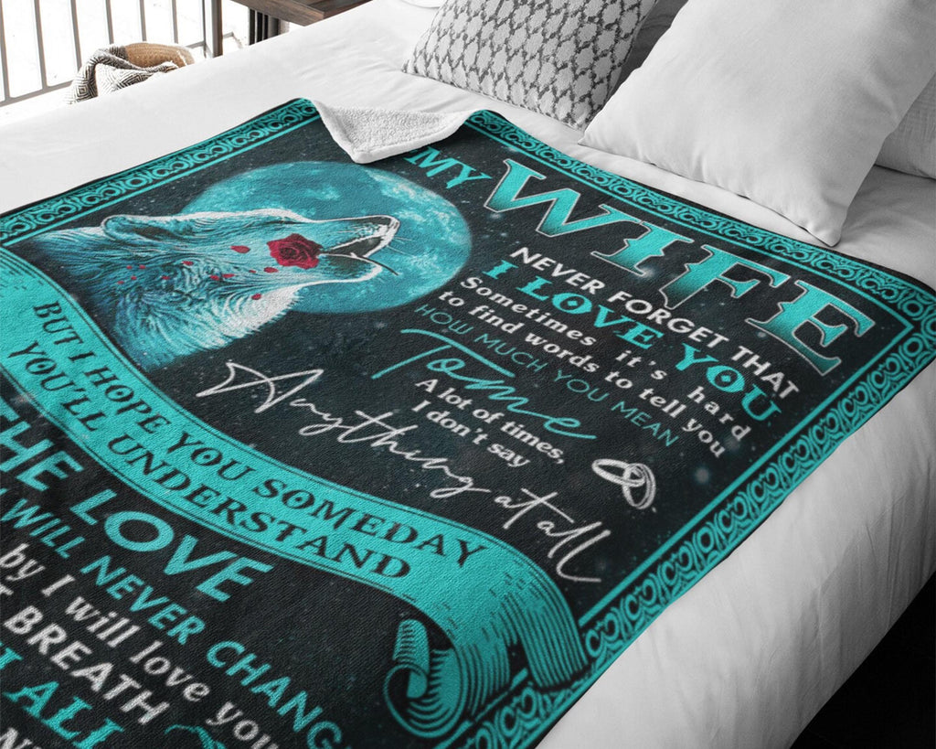 To My Wife Wolf Blanket, Love Letter Blanket, Letter To Wife Blanket, Wife Husband Blanket, Family Blanket, Wife Husband Gift, Birthday Gift